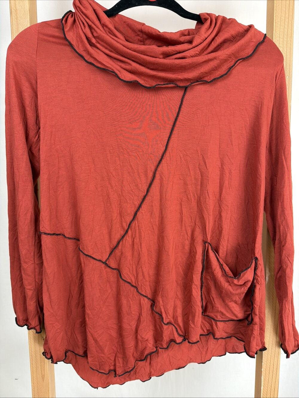 NWT Chalet USA Rust Cowl Neck Long Sleeve Top #1139 Size XS